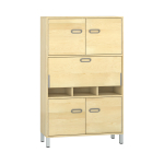 Pureo Kast met werkplek op zithoogte fineer B 100 x H 150 x D 42 cm